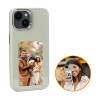 R2B® Foto Hoesje geschikt voor iPhone 15 - Incl. Screenprotector - E ink iPhone case - Grijs