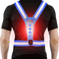 R2B® Hardloopvest met Verlichting aan voor- en achterkant - Blauw - Inclusief USB-C kabel - Telefoonhouder sport