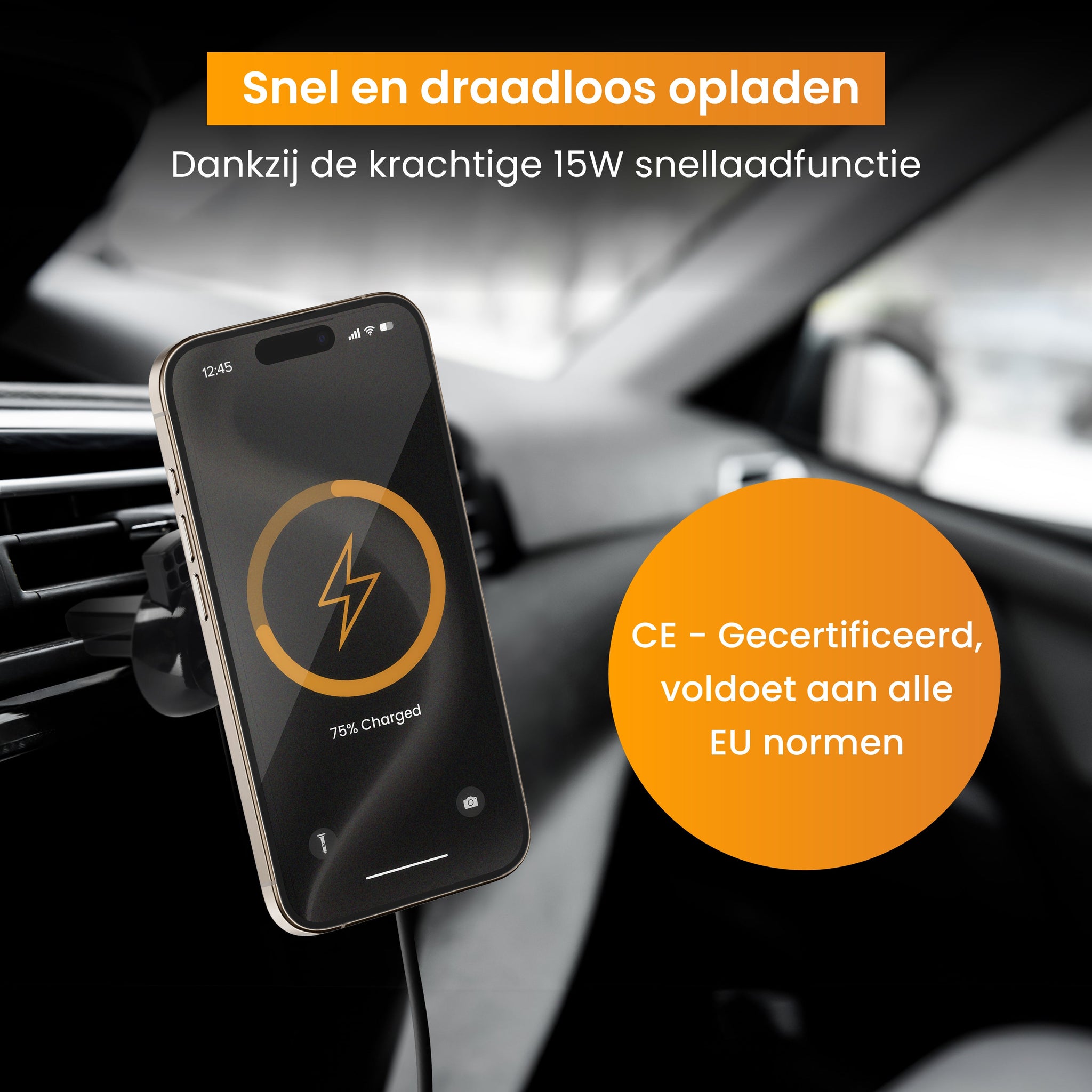 R2B® Telefoonhouders Auto Zuignap - Geschikt voor MagSafe - Draadloze Oplader - model Zandvoort - Telefoonhouder auto