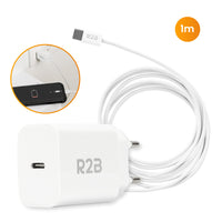 R2B® USB-C naar USB-C Kabel met USB-C Adapter - 1 Meter kabel - Extra stevige USB-C kabels - USB-C oplader geschikt