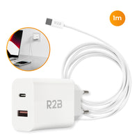 R2B® USB-C naar USB-C Kabel met USB A & USB C Adapter - 1 Meter kabel - Extra stevige USB-C kabels - USB-C oplader