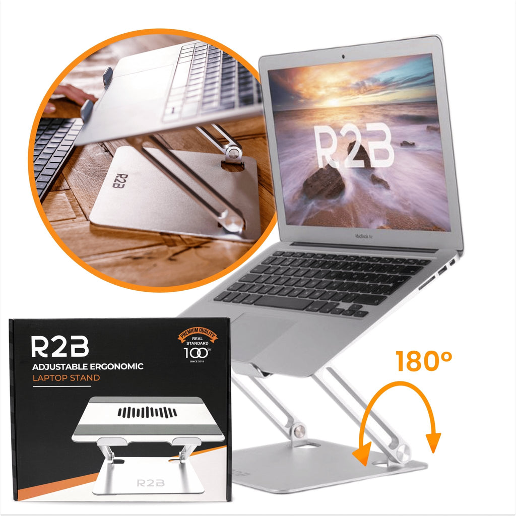 Zilveren Luxe laptopstandaard eenvoudig R2B Store!